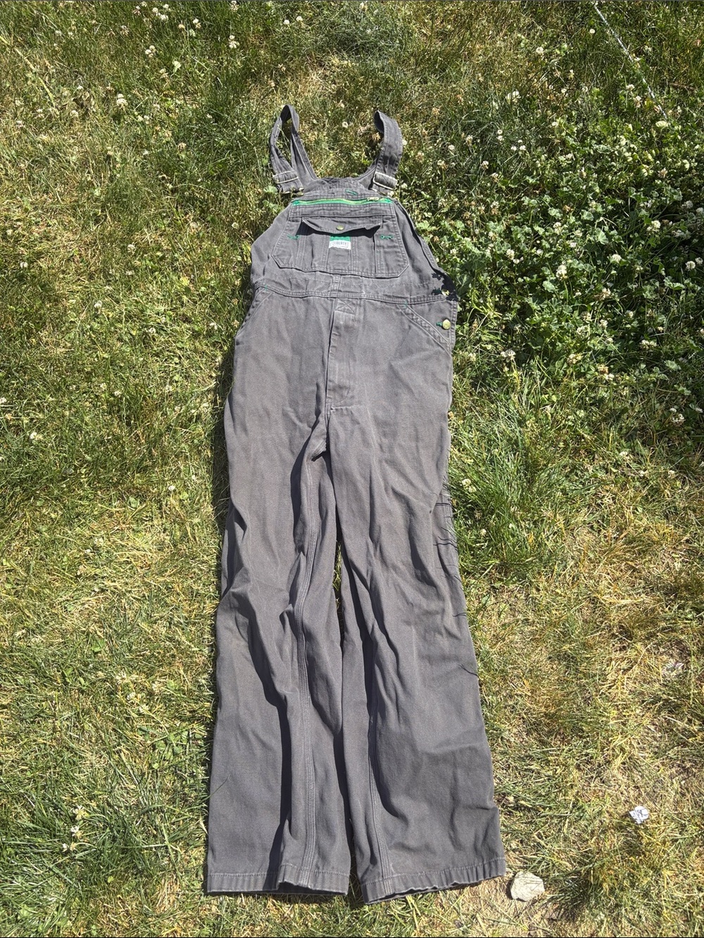 liberty Gray Wide-Leg Cotton Overalls 34x32